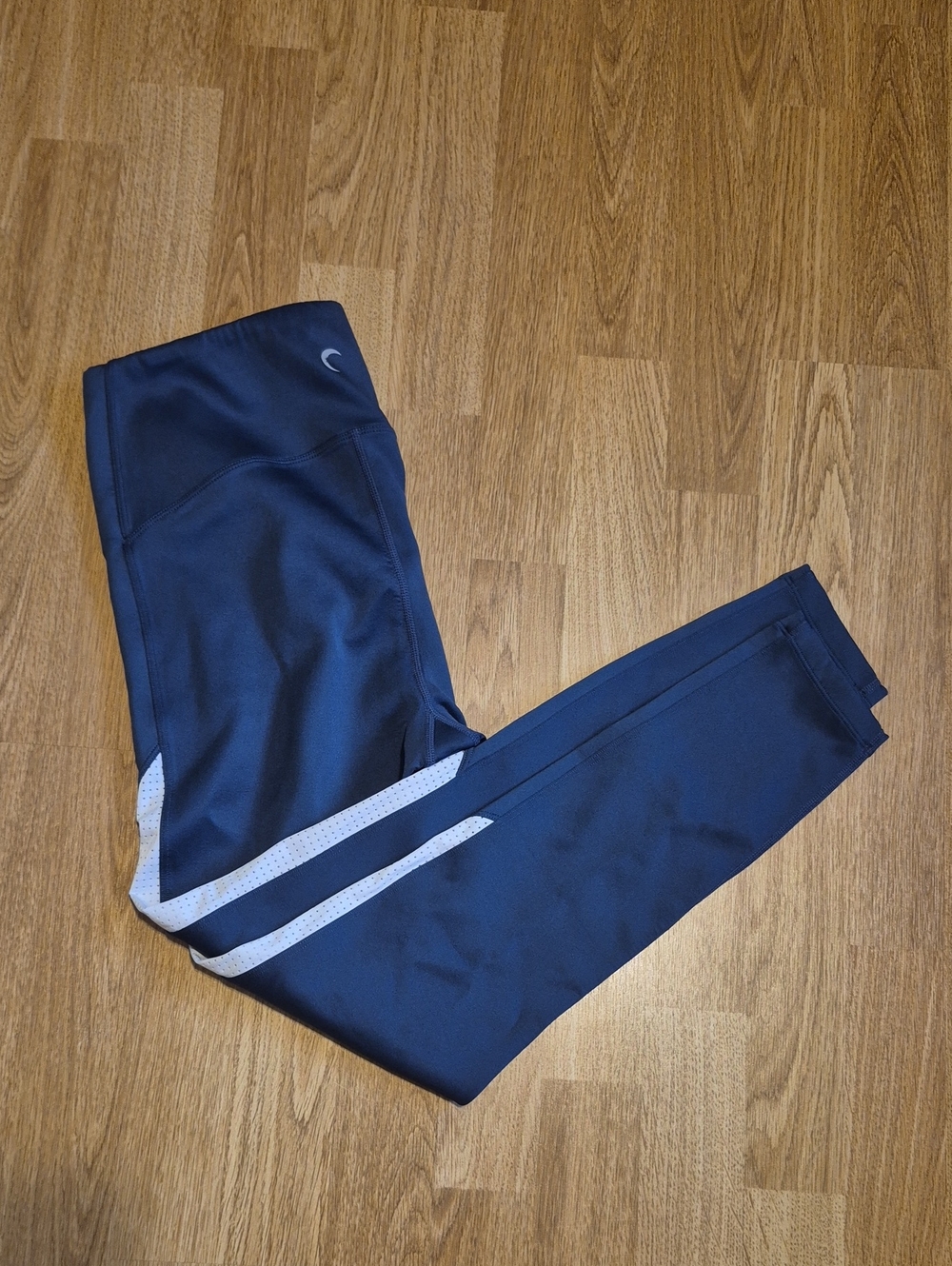 ZYIA Navy Leggings with White Side Stripes